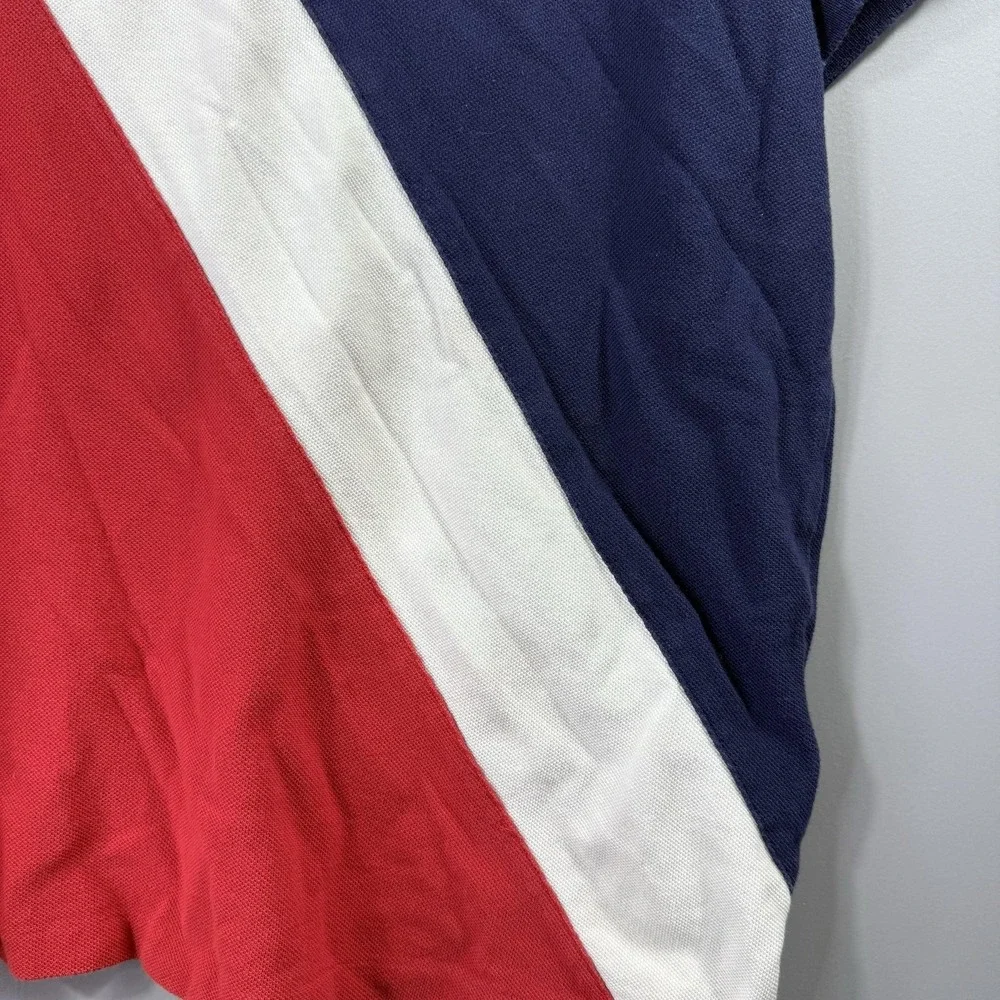 Polo Ralph Lauren Shirt Mens XL Blue Red White Colorblock Custom Fit Big Pony